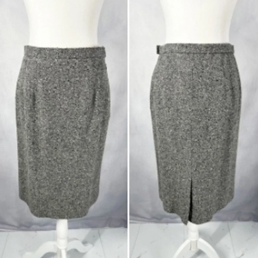 Pendleton Gray Wool Tweed Black Retro Blazer‎ Skirt Suit Women's Size 8/10